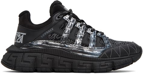 Versace: Black & Silver Trigreca Sneakers 